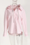 casual non-stretch lapel stripe printing halter-neck blouses(size run small)_Pink