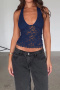 sexy slight stretch see-through lace halter neck backless slim fit vest_Black_White_Rose Red_Yellow_Dark Blue