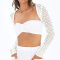 sexy slight stretch cut out knitted long sleeve crop top_Black_White