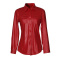 stylish plus size slight stretch pu leather single-breasted all-match jacket_Black_Red