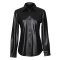 stylish plus size slight stretch pu leather single-breasted all-match jacket_Black