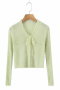 casual stretch 6-colors solid color see-through knit cardigan size run small_White_Light Pink_Light Green