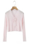 casual stretch 6-colors solid color see-through knit cardigan size run small_White_Light Pink