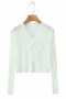 casual stretch 6-colors solid color see-through knit cardigan size run small_White