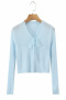 casual stretch 6-colors solid color see-through knit cardigan size run small_White_Light Pink_Light Green_Aqua Green_Sky Blue