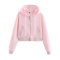 casual non-stretch 4 colors hooded solid color sweatshirts_Black_Pink
