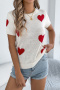 new high-stretch contrast viscose hearts 3-color short sleeves knit wear_Black_White