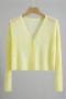 casual slight stretch solid color 10 colors knitted cardigan all-match top_Black_White_Gray_Pink_Light Pink_Yellow
