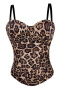 sexy stretch leopard printing rhinestone oadded tank top(with boned&underwire)_Brown