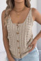 stylish slight stretch cut out twist knitted button all-match vest_Black_White_Khaki
