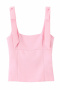 casual non-stretch 5 colors solid color bow decor tank top_Black_White_Pink