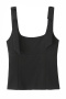 casual non-stretch 5 colors solid color bow decor tank top_Black
