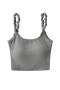 exquisite slight stretch 4 colors shirring padded tank top(size run small)_Black_Gray