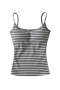 casual slight stretch stripe printing padded tank top(size run small)_Gray