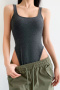 casual stretch 4 colors crew neck solid color padded bodysuit(size run small)_Black_Dark Gray