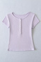 casual stretch 6 colors solid color crew neck button t-shirts(size run small)_Black_White_Pink_Yellow_Sky Blue_Light Purple