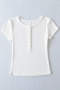 casual stretch 6 colors solid color crew neck button t-shirts(size run small)_Black_White