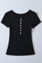 casual stretch 6 colors solid color crew neck button t-shirts(size run small)_Black