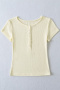 casual stretch 6 colors solid color crew neck button t-shirts(size run small)_Black_White_Pink_Yellow
