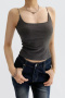 exquisite slight stretch 5 colors solid color padded tank top(size run small)_Black_White_Dark Gray