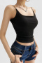 exquisite slight stretch 5 colors solid color padded tank top(size run small)_Black