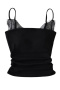 exquisite slight stretch lace trim padded tank top(size run small)_Black