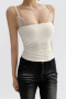 exquisite slight stretch lace trim padded tank top(size run small)_Black_White