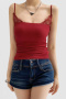 exquisite slight stretch lace trim padded tank top(size run small)_Black_White_Dark Gray_Red