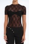 sexy slight stretch see through lace stitching backless all-match bodysuit_Black