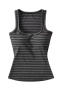 exquisite stretch stripe printing square neck padded tank top(size run small)_Gray_Dark Gray