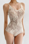 sexy slight stretch lace backless bodysuit(size run small)_Black_Beige