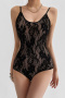 sexy slight stretch lace backless bodysuit(size run small)_Black