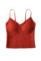 exquisite slight stretch stitching lace v-neck padded tank top(size run small)_Black_Red