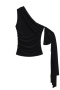 sexy slight stretch 3 colors one shoulder tank top(size run small)_Black
