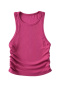 casual slight stretch 9 colors crew neck shirring tank top(size run small)_Black_White_Gray_Pink_Magenta