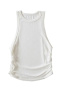 casual slight stretch 9 colors crew neck shirring tank top(size run small)_Black_White