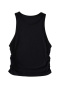 casual slight stretch 9 colors crew neck shirring tank top(size run small)_Black