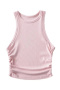 casual slight stretch 9 colors crew neck shirring tank top(size run small)_Black_White_Gray_Pink