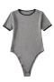 casual slight stretch 4 colors crew neck contrast color bodysuit(size run small)_Black_White_Gray