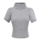 casual slight stretch high-collar ribbed knit sweaters(size run small)_Black_Gray