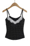 sexy slight stretch 4 colors lace trim padded tank top(size run small)_Black