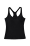 exquisite slight stretch crew neck 9 colors padded tank top(size run small)_Black