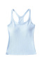 exquisite slight stretch crew neck 9 colors padded tank top(size run small)_Black_White_Gray_Dark Gray_Pink_Light Green_Sky Blue