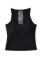 sexy slight stretch crew neck stitching lace padded tank top(size run small)_Black