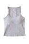 sexy slight stretch crew neck stitching lace padded tank top(size run small)_Black_White_Gray