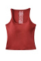 sexy slight stretch crew neck stitching lace padded tank top(size run small)_Black_White_Gray_Dark Gray_Pink_Red