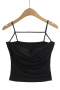 casual stretch sling slim fit with padded pleated crop vest size run small_Black