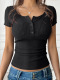 casual slight stretch slim fit short sleeve knitted t-shirt_Black