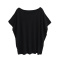 casual slight stretch simple 4-colors solid color loose knit top size run small_Black