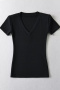 casual stretch slim fit short-sleeved t-shirt with shoulder pads size run small_Black